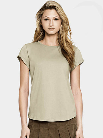 Yoga Studio Women's Organic Cotton Rolled Sleeve T-Shirt Top